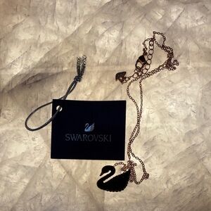 Swarovski Rose Gold and Black Swan Necklace
